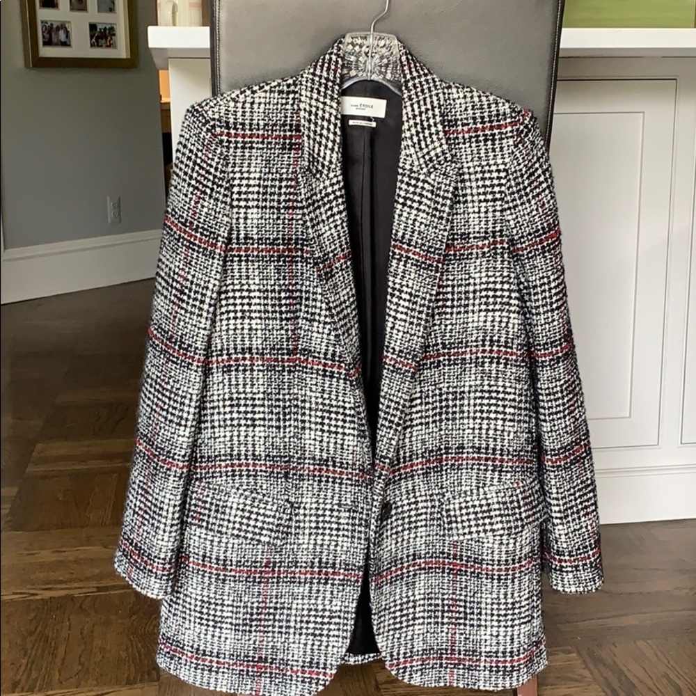 ISABEL MARANT ETOILE BLACK RED WHITE PLAID JACKET